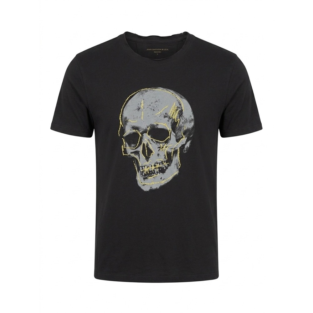 John Varvatos USA Black Skull Graphic T-Shirt‎ Star Detail KG4783V4B Size L